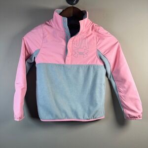 Under Armour‎ ColdGear Pullover Kids YSM Pink/Gray Fleece Athletic Top